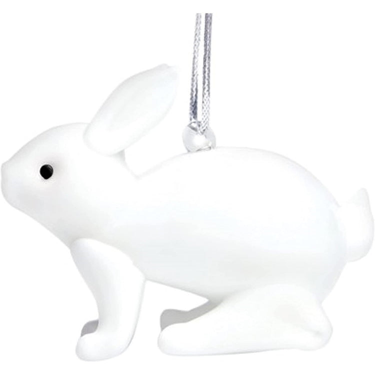 White rabbit glass ornament.
