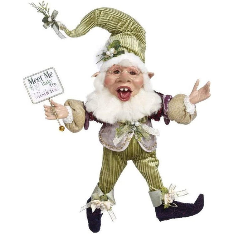 Elf with a green velvet pants & hat.
