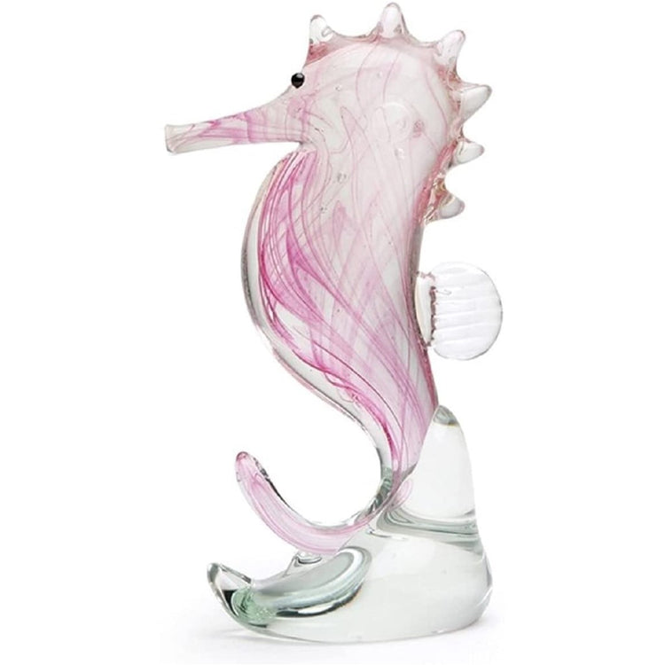 Pink and clear glass seahorse.