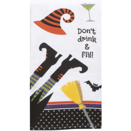 "Don't drink & fly!" witch towel