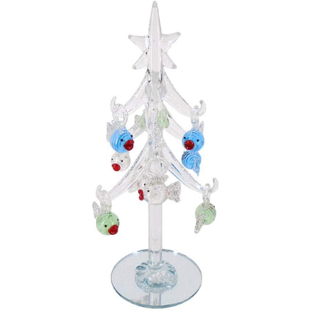 Clear tree with glass green, clear & blue fish