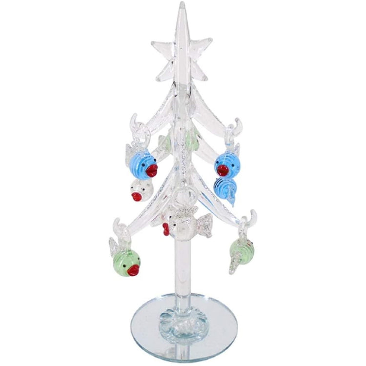 Clear tree with glass green, clear & blue fish