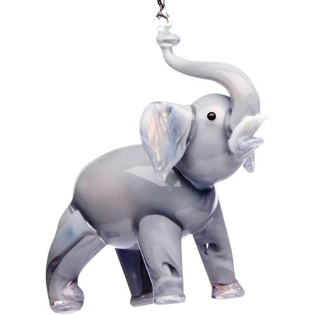 blown glass grey elephant ornament 