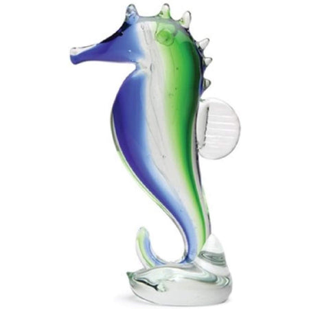 Clear seahorse with blue & green on the inside. 