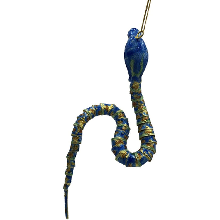 Bright blue snake ornament.