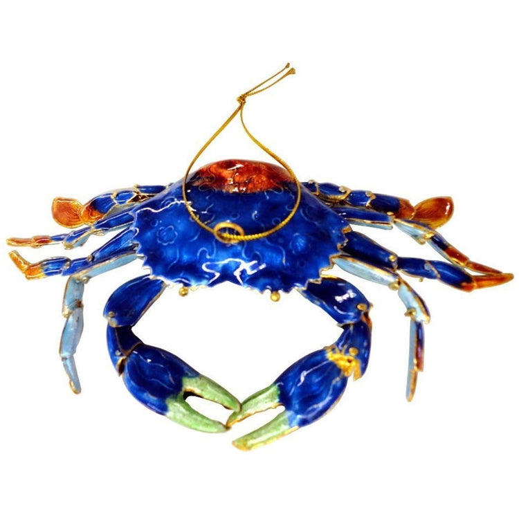 blue crab with red & green.