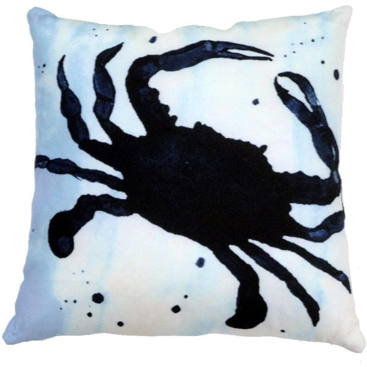 navy blue crab with a white & light blue watercolor background