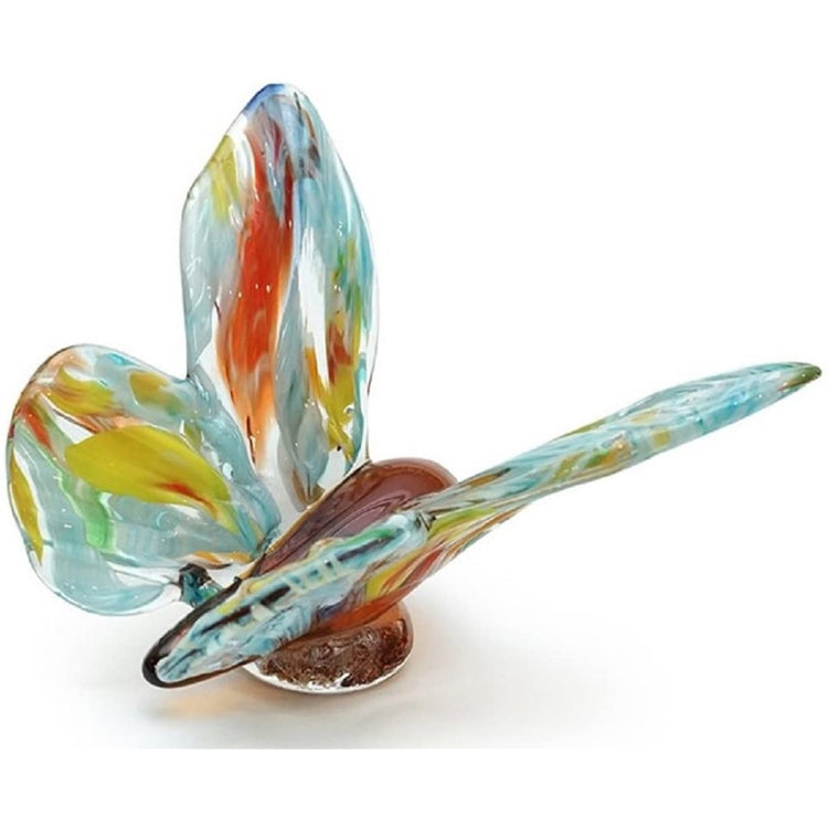 Blue, yellow, orange & red glass butterfly figurine.