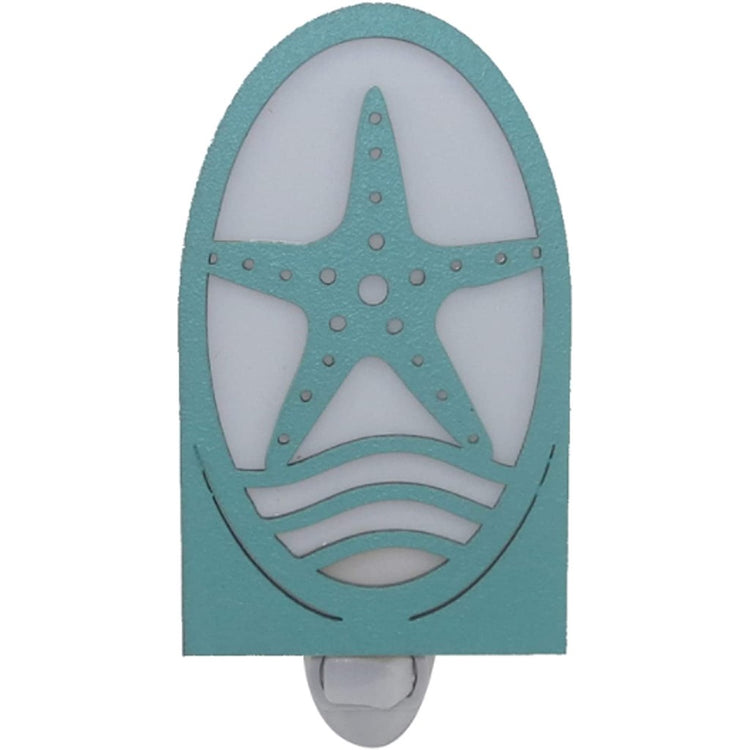 Teal colored starfish shaped nightlight.