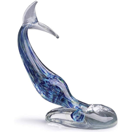 blown glass tabletop blue mermaid tail figurine.