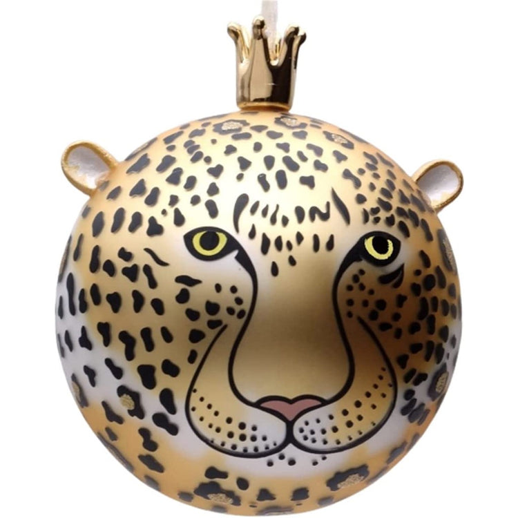 Gold & white ball ornament with black leopard spots.
