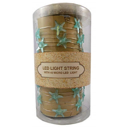 Canister of teal green starfish shaped micro lights.