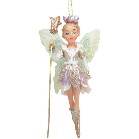 Fairy queen with glittery wings & outfit.