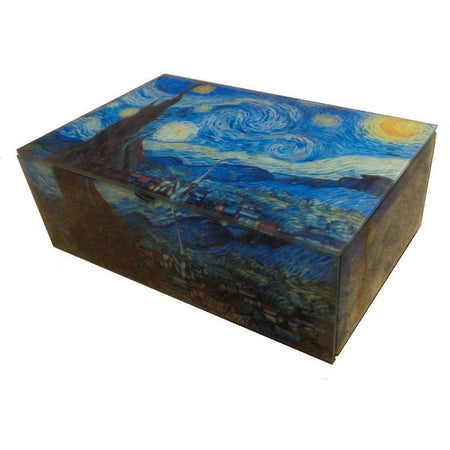 Rectangular glass box with design of van gogh starry night