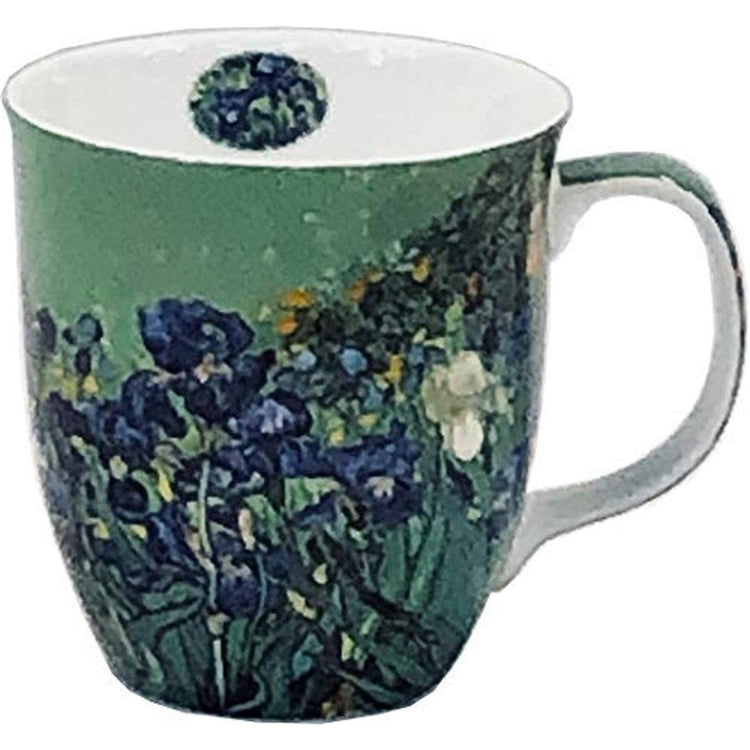 van gogh irises on a mug