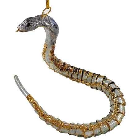 Gold plated snake with gold and silvery blue scales.