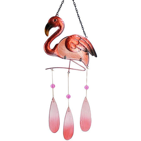 Pink metal flamingo with glass pink danglers