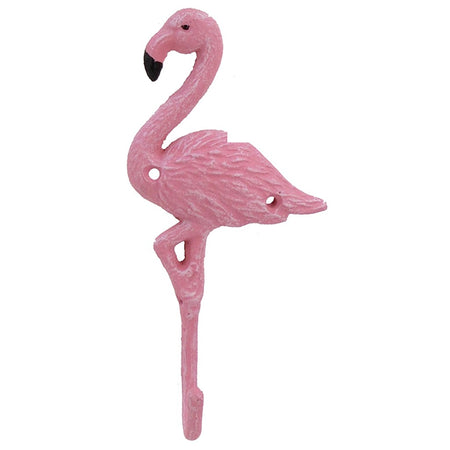 Pink standing flamingo shaped single hook.