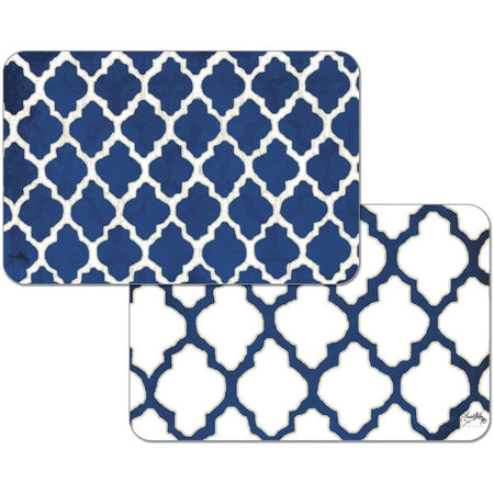 Blue & white patterned placemats.