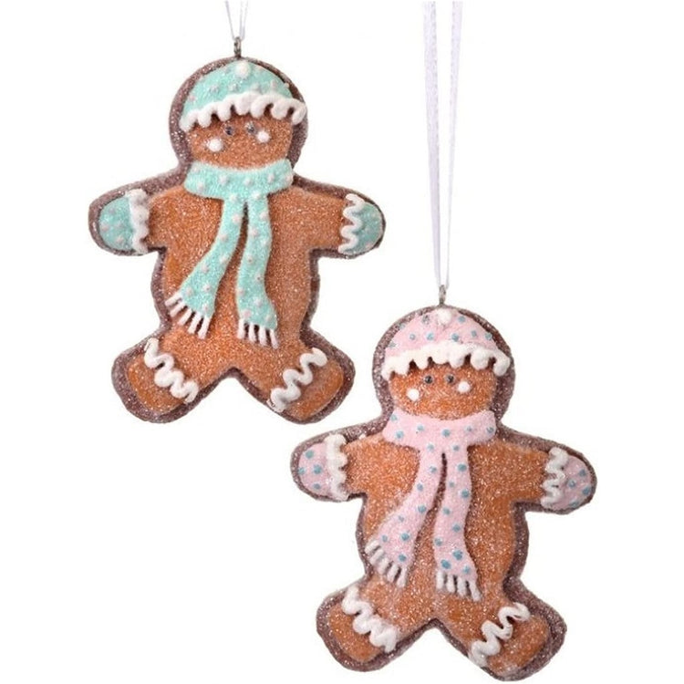 Resin Frosted Gingerbread Ornaments 2 Assorted