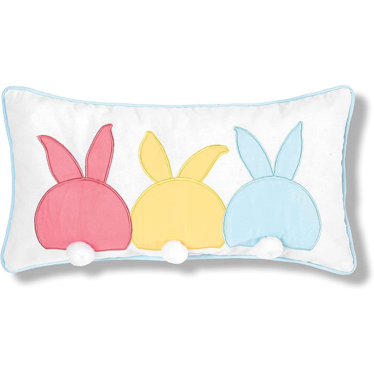 Pink, yellow & blue bunny bums with cottontails.