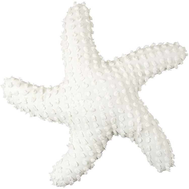 White pillow that is shaped like a starfish.