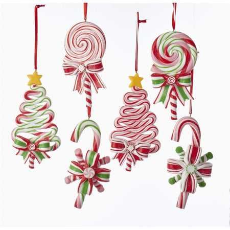 6 Claydough Peppermint Candy Lollipop Ornaments