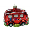 Van shaped Christmas ornament.  Red with glitter accent.  Says Love on side.