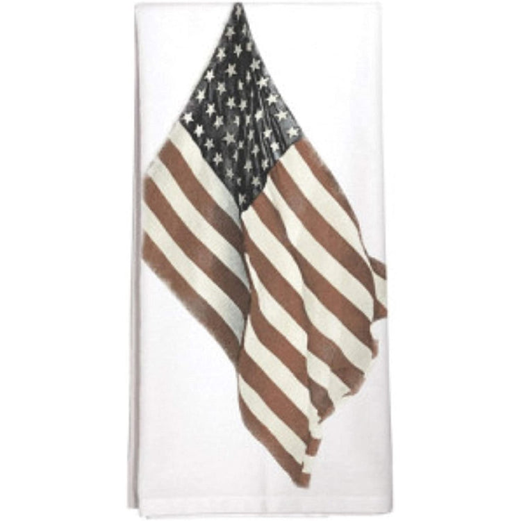 American flag on a white towel 