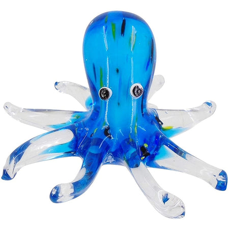 Glass bright blue octopus figurine.