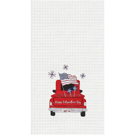 C&F Independence Day Truck Embroidered Waffle Weave Dish Towel