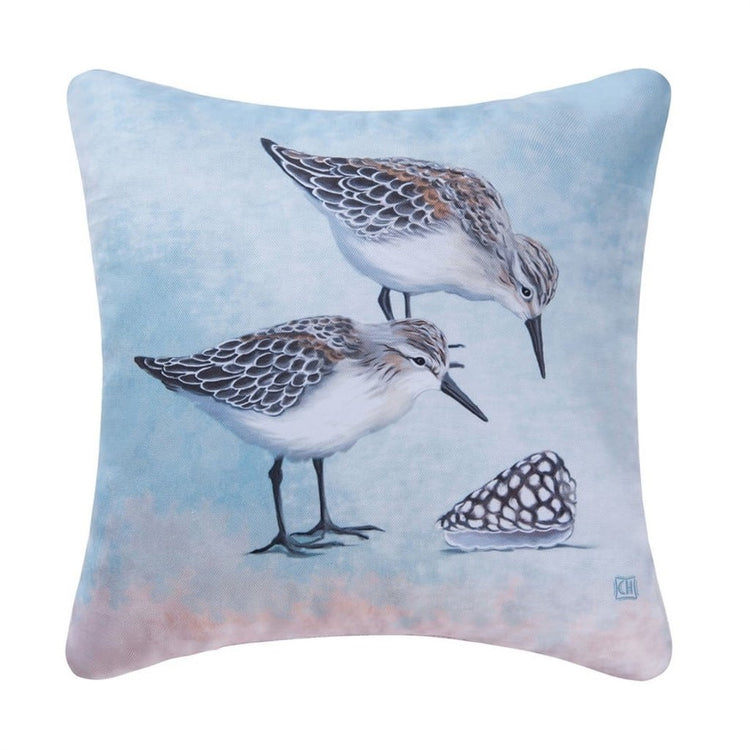 Sand Pipers On The Beach Indoor or Outdoor Throw Pillow