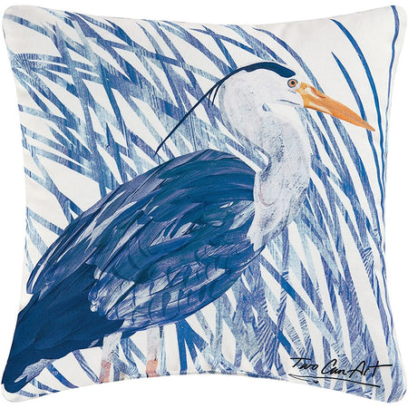 C&F Home Blue and White Heron Indoor/Outdoor Throw Pillow 18 Inches x 18 Inches