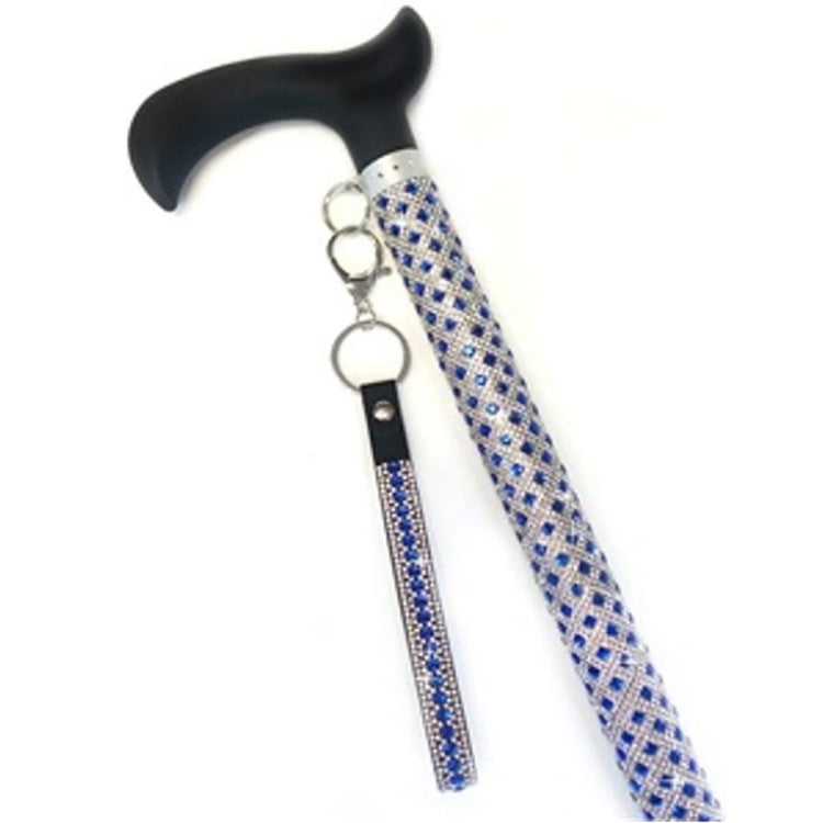 Blue and silver gems on a cane.