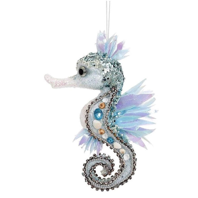 Blue & silver seahorse with gems embellishments. 