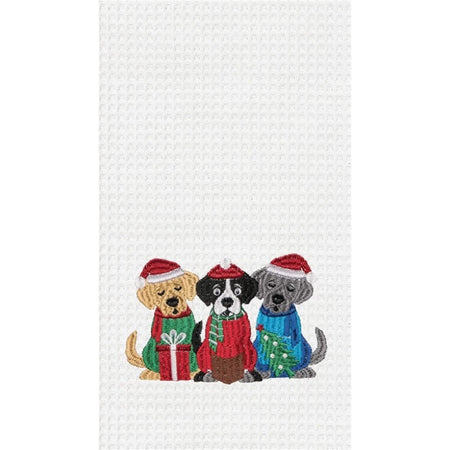 C&F Home Caroling Dogs Waffle Weave Towel 18 x 27 Inches