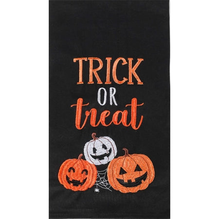Black towel with Trick or treat & pumpkins