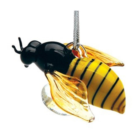 Bumble bee shaped figurine ornament.  Typical black and yellow colors.