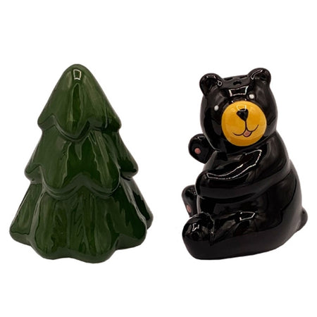 Pine tree & black bear salt shakers.