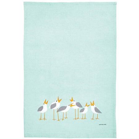 light green towel with 6 seagulls across the bottom.