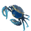 Blue enameled crab shaped jewelry box, in laid with Czech crystals.