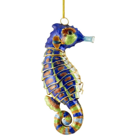 blue with brown & green seahorse