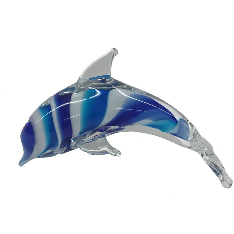 Clear dolphin with blue and white stripes under.
