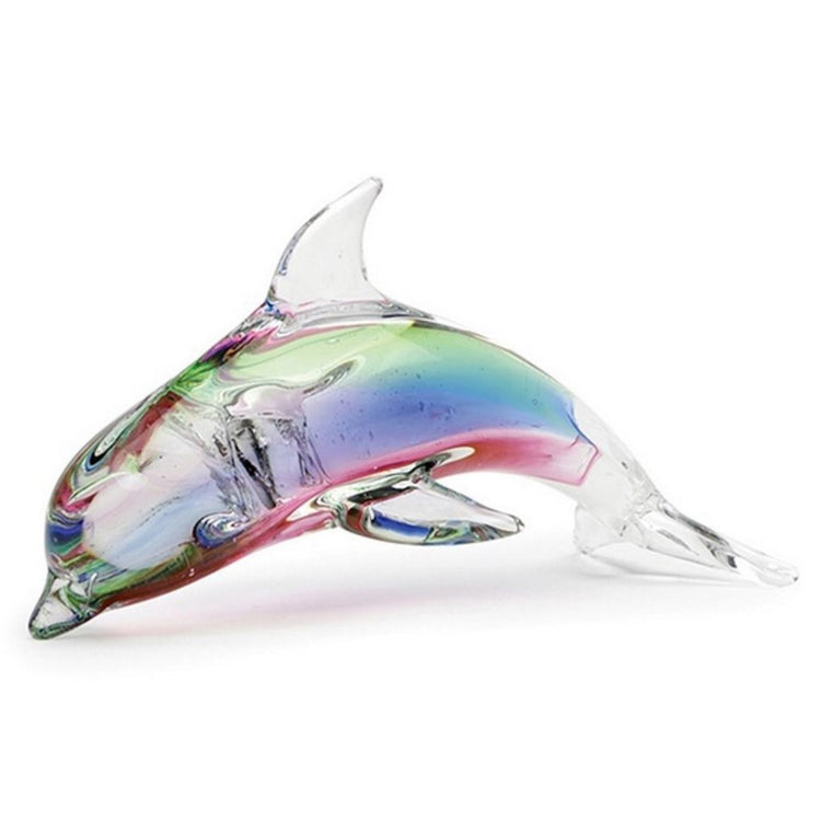 Clear dolphin with pinks, blues & greens inside.