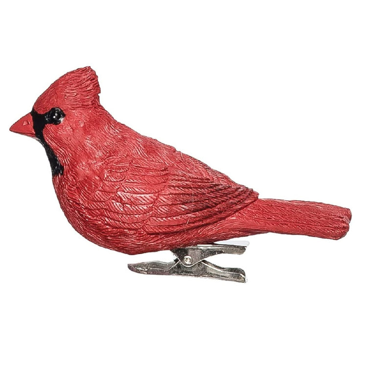 Red cardinal shaped clip on ornament.