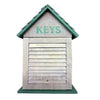 House shaped box with teal roof and white wash walls "KEYS"