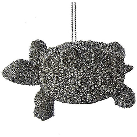 Grey embossed land turtle ornament with silver hanger