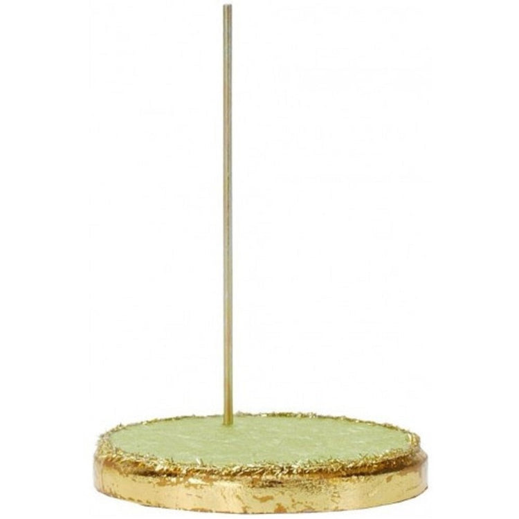 gold trimmed stand with green felt top and pole.